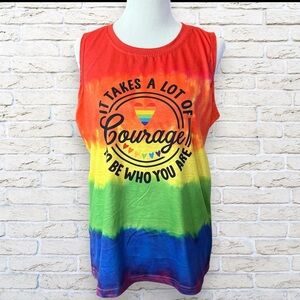 Pride Rainbow Courage Sleeveless Top Size Large